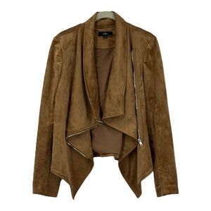 Vintage Lulus Wild at Heart Tan Vegan Suede Moto asymmetrical Jacket SZ S New